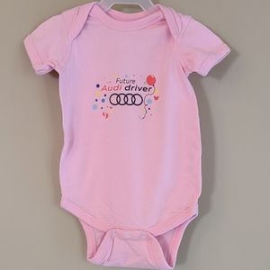 "Future Audi driver" pink short sleeved onesie/bodysuit